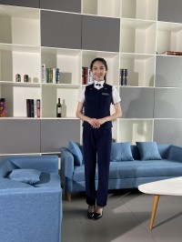 BD-MO-090   訂購馬甲前台制服    設計時尚領口   舒適   端莊   修身  抗皺 有型 透氣 真人試穿 模特示範   前台制服工廠 後面照